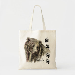 Watercolor Grizzly Bear Wildlife Nature Art Tote Bag