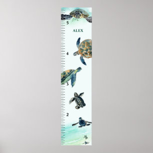 Watercolor Growing Sea Turtles Personalised Poster