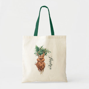 Watercolor Grumpy Mandrake Plant Custom Name Tote Bag