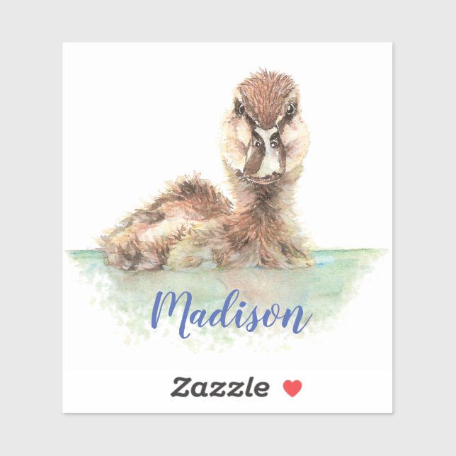 Watercolor Grumpy Wet Duck Bird Nature Custom Name (Sheet)