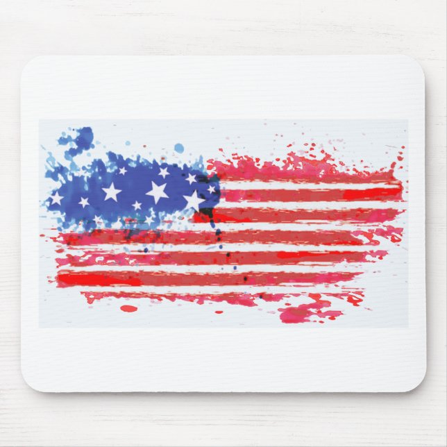 watercolor grunge American Flag Mouse Mat (Front)