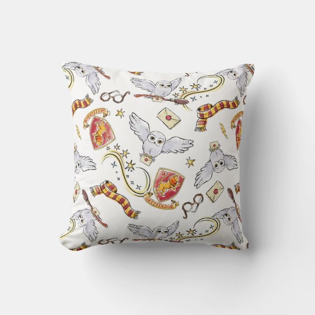 Watercolor GRYFFINDOR™ Hedwig Pattern Cushion (Front)