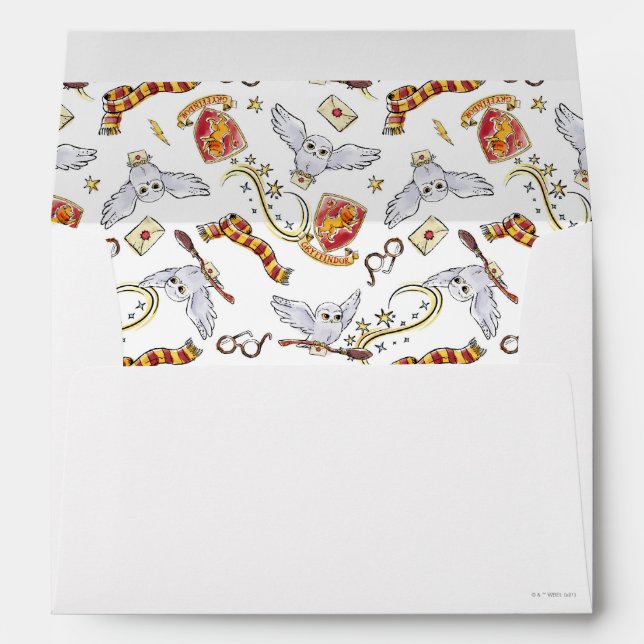 Watercolor GRYFFINDOR™ Hedwig Pattern Envelope (Back (Bottom))