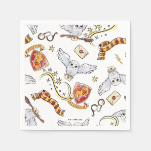 Watercolor GRYFFINDOR™ Hedwig Pattern Napkin
