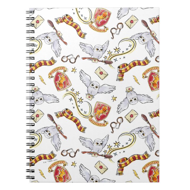 Watercolor GRYFFINDOR™ Hedwig Pattern Notebook (Front)