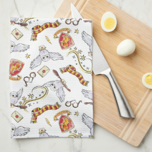 Watercolor GRYFFINDOR™ Hedwig Pattern Tea Towel