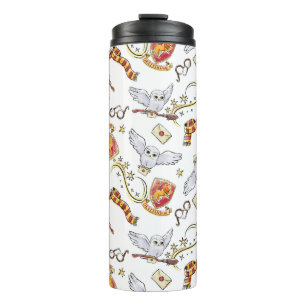 Watercolor GRYFFINDOR™ Hedwig Pattern Thermal Tumbler