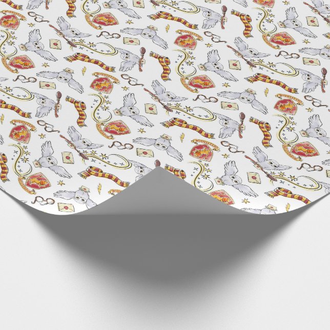 Watercolor GRYFFINDOR™ Hedwig Pattern Wrapping Paper (Corner)