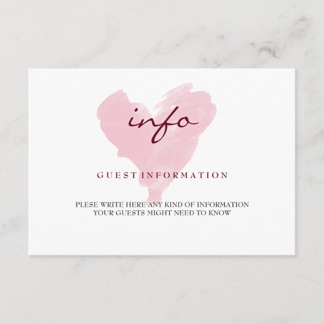 Watercolor Guest Information Card (Front)