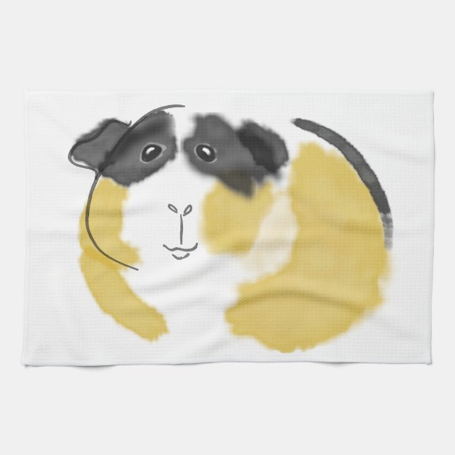 Watercolor Guinea Pig Tea Towel (Horizontal)