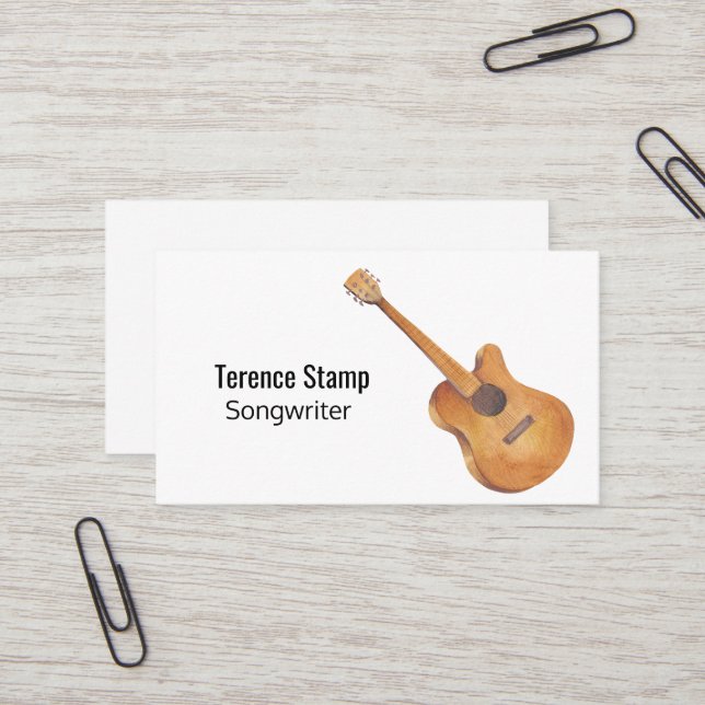 Watercolor Guitar Musician Business Card (Front/Back In Situ)