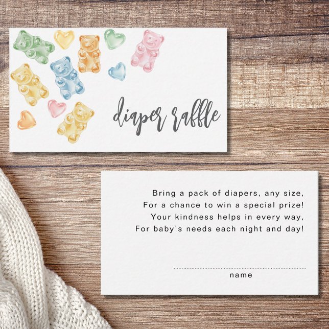 Watercolor Gummy Bears Baby Shower Diaper Raffle Enclosure Card (Creator Uploaded)