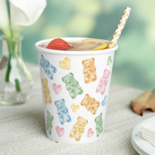 Watercolor Gummy Bears Baby Shower Paper Cups