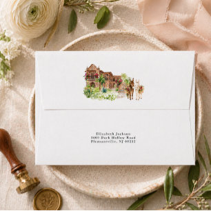 Watercolor Hacienda Wedding Return Address Envelope