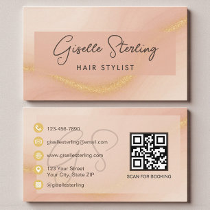Watercolor Hair Stylist QR Code Business Card