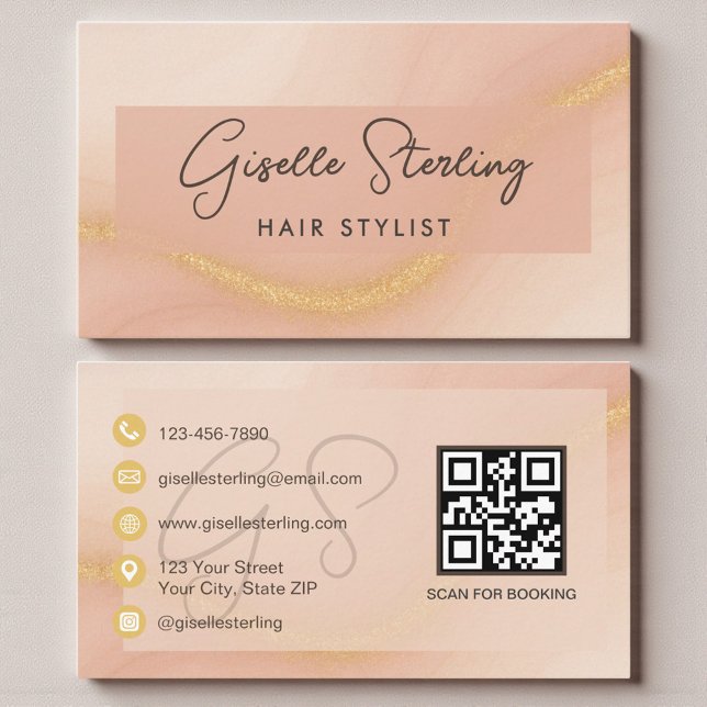 Watercolor Hair Stylist QR Code Business Card (Creator Uploaded)