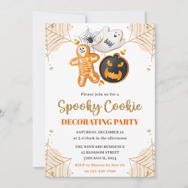 Watercolor Halloween Cookie Decorating Party Invitation (Front)