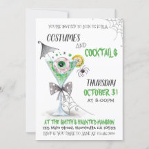 Watercolor Halloween Costumes and Cocktails