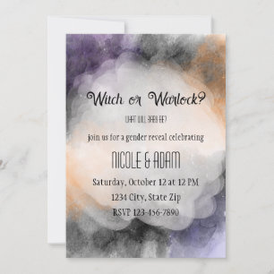 Watercolor Halloween Gender Reveal Invitation