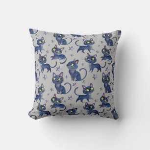 Watercolor Halloween illustration with black cats Cushion