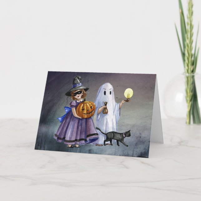 Watercolor Halloween Kids Card (Front)