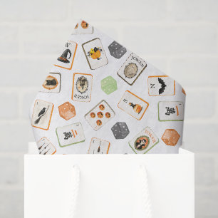 Watercolor Halloween Mahjong Tiles Tissue Paper