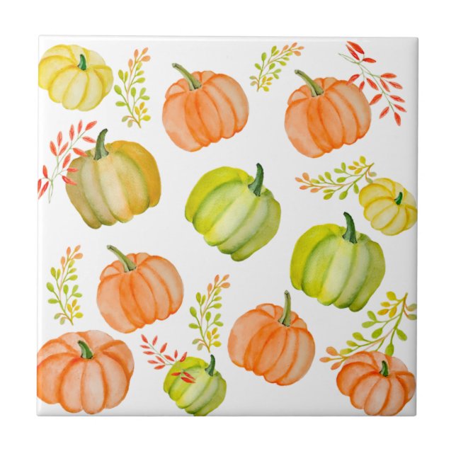 Watercolor Halloween pattern with pumpkins Beverag Tile (Front)