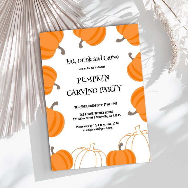 Watercolor Halloween Pumpkin Carving Party Invitation (Creator Uploaded)