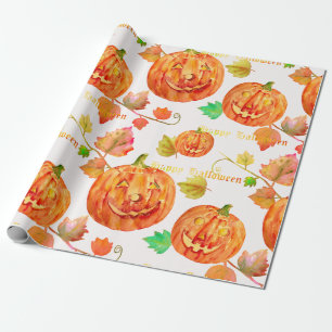 Watercolor Halloween Pumpkin Wrapping paper
