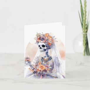 Watercolor Halloween Skeleton Folded Note Card