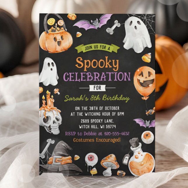Watercolor Halloween Spooky One Birthday Invitation (Creator Uploaded)