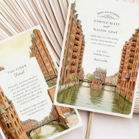 Watercolor Hamburg Speicherstadt Canal Wedding
