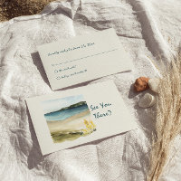 Watercolor Hand Drawn Beach Retro Unique Wedding  