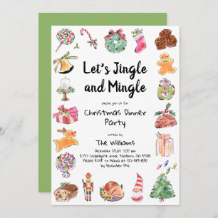 Watercolor Hand Drawn Christmas Party  Invitation