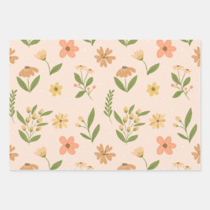 Watercolor Hand-Drawn Colorful Botanical Seamless  Wrapping Paper Sheet