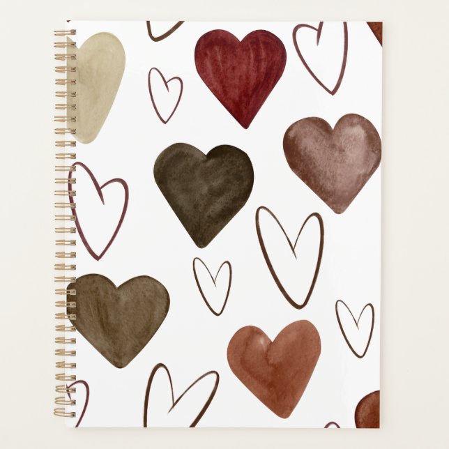 Watercolor Hand Drawn Out lines Heart Sketch Planner (Front)
