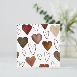 Watercolor Hand Drawn Out lines Heart Sketch Thank You Card