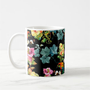 Watercolor hand drawn seamless colourful pattern w coffee mug