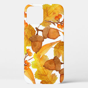 watercolor hand drawn seamless pattern of autumn f iPhone 12 case