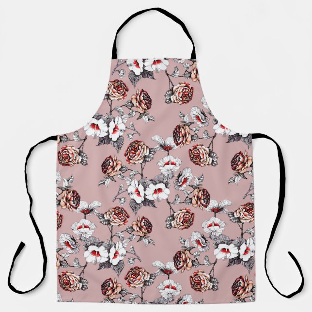 Watercolor hand drawn seamless pattern with beauti apron (Front)