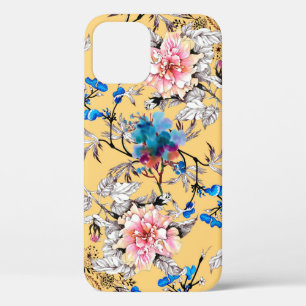 Watercolor hand drawn seamless pattern with beauti iPhone 12 case