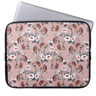 Watercolor hand drawn seamless pattern with beauti laptop sleeve