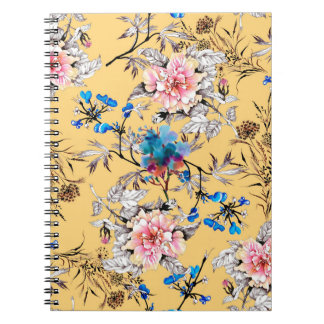 Watercolor hand drawn seamless pattern with beauti notebook
