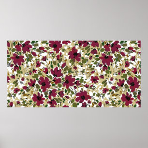 Watercolor hand drawn seamless pattern with beauti poster