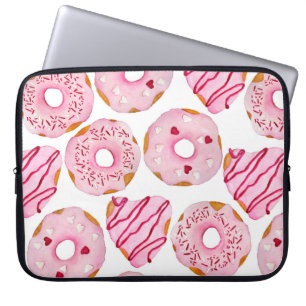 Watercolor hand drawn seamless pattern with pink s laptop sleeve