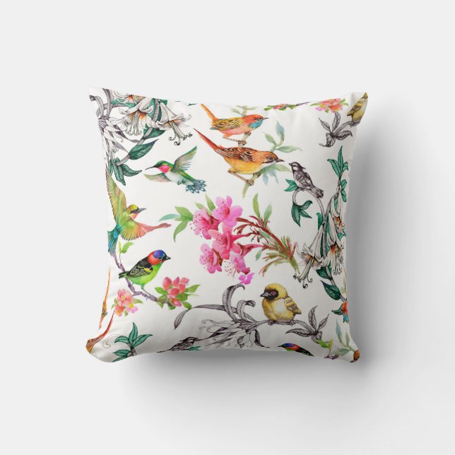 Watercolor hand drawn seamless pattern with tropic cushion (Front)