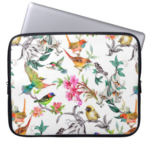 Watercolor hand drawn seamless pattern with tropic laptop sleeve