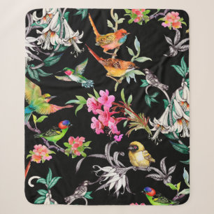 Watercolor hand drawn seamless pattern with tropic sherpa blanket