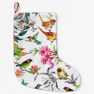 Watercolor hand drawn seamless pattern with tropic small christmas stocking