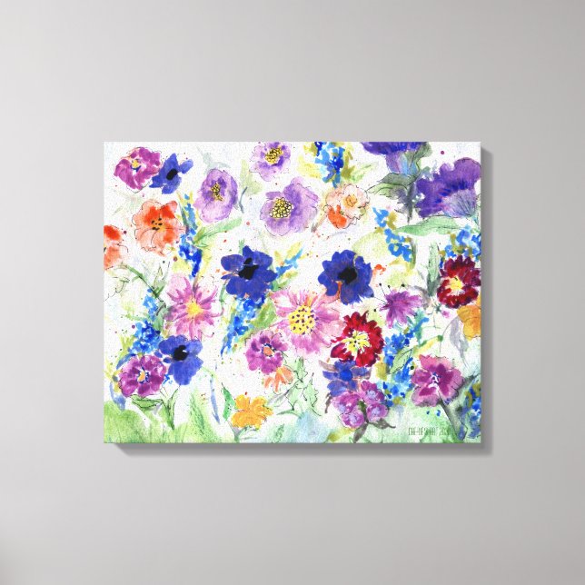 Watercolor Hand Pained Wild Flowers Canvas Print (Front)